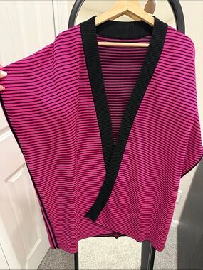 Ming Wang Striped Pink and Black Knit Wrap reversible!